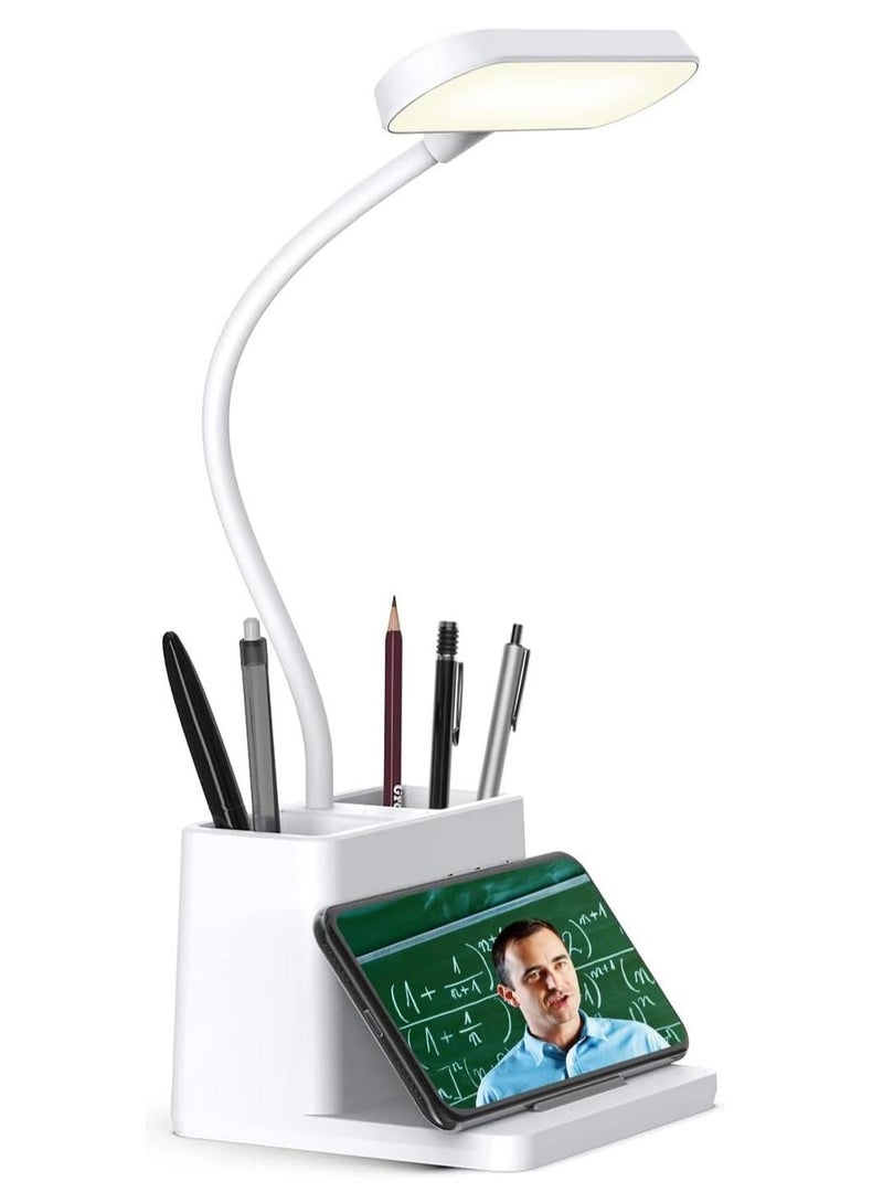 Mini LED Desk Lamp Home Office Lamps White Light Kids Study Desktop/Computer Bedroom Rechargeable Battery Operated Reading Goose Neck Foldable Multicolor - Image 1